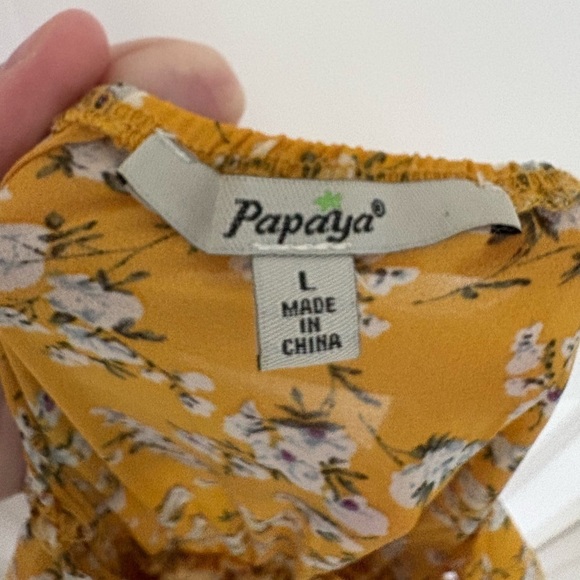 Papaya Floral Milkmaid Coquette Tiered Dress/Romper Size Large - Picture 5 of 6